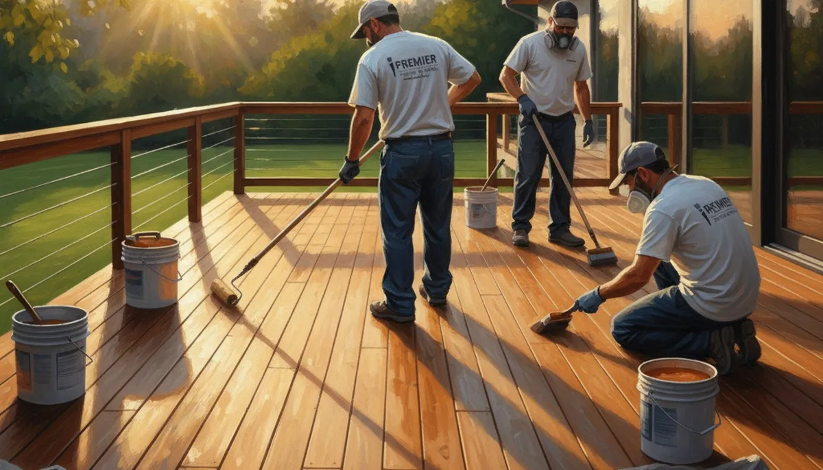 Professional deck staining service in Peoria, IL for wood deck protection and curb appeal
