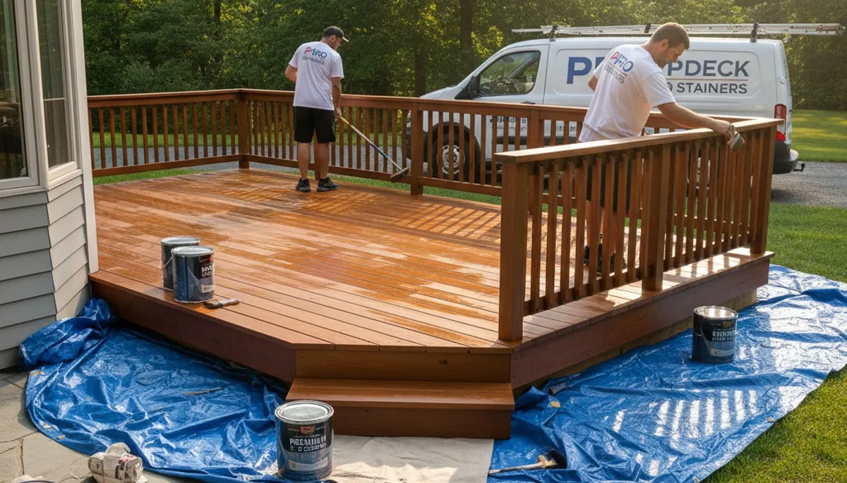 Deck staining service in Peoria, IL protecting wood decks with a professional finish