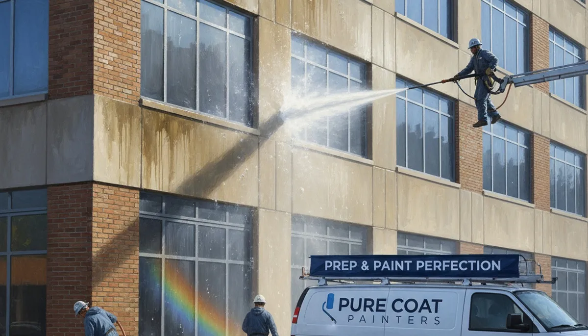 Pressure washing service in Peoria, IL for removing grime, mildew, and winter residue from home exteriors
